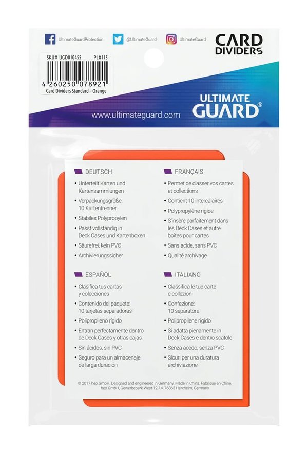 Ultimate Guard Kartentrenner Standardgröße Orange (10)
