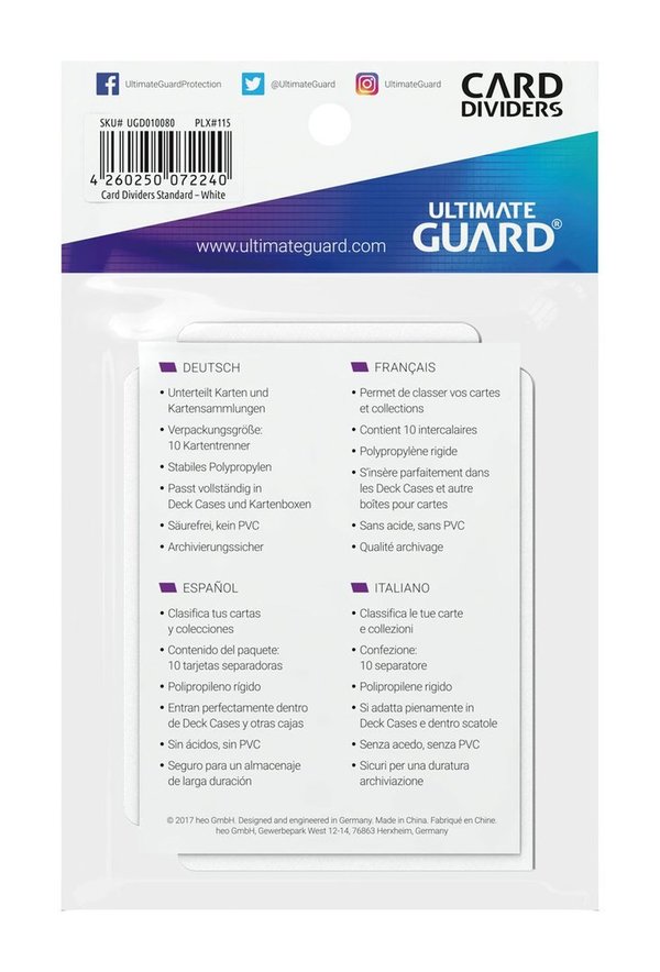 Ultimate Guard Card Dividers Standardgröße Weiß (10)