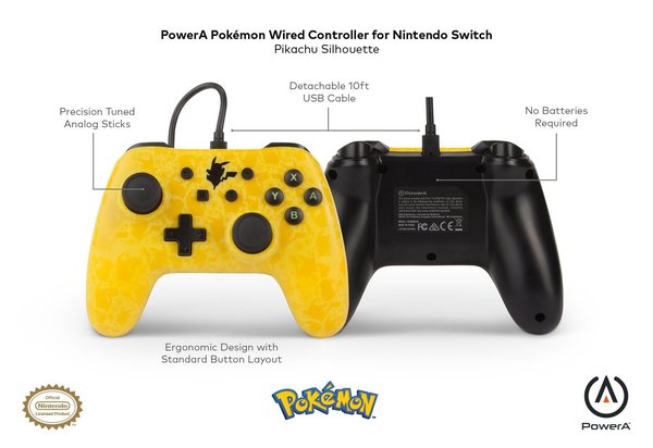 PowerA Pokémon Pikachu- Kabelgebundener Controller für Nintendo Switch