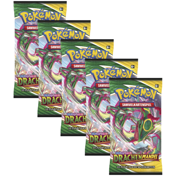 Pokemon Schwert & Schild - Drachenwandel - 5x Boosterpack mit je 10 Karten *Deutsche Version*