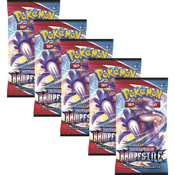 Pokemon Schwert & Schild - Kampfstile - 5x Boosterpack mit 10 Karten *Deutsche Version*